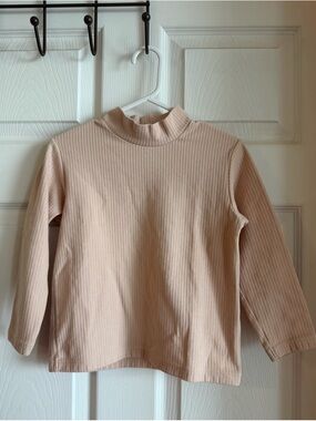 Uniqlo Kids HEATTECH Ribbed High Neck Top – Light Pink – Size 3-4Y